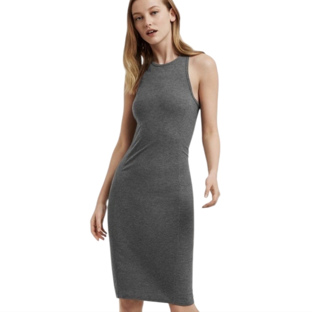Kit and Ace Long Lean Dress Women Small Cashmere Blend Grey Minimalist